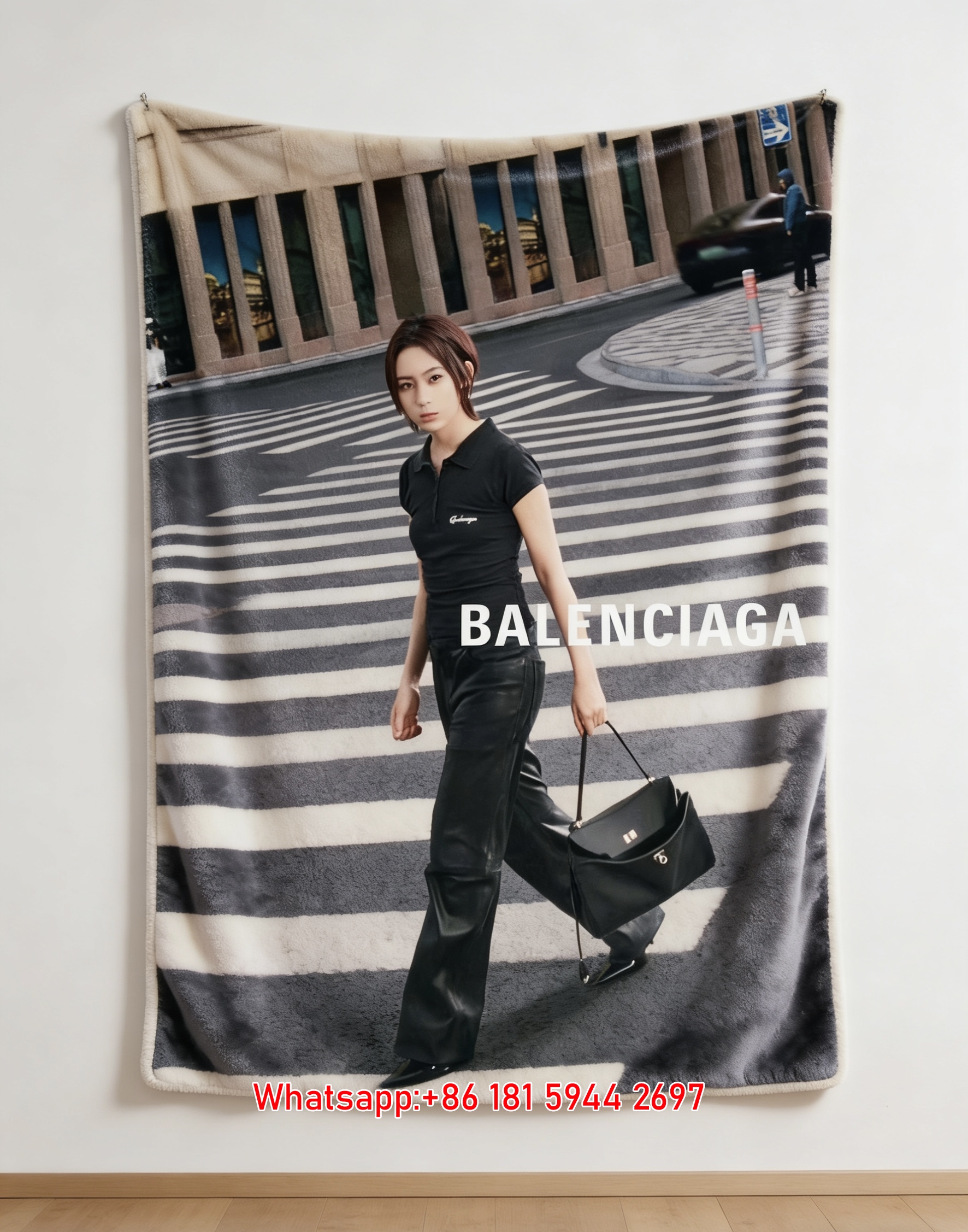 Balenciaga Street Style Flannel Throw Blanket for Wall Decor BA297
